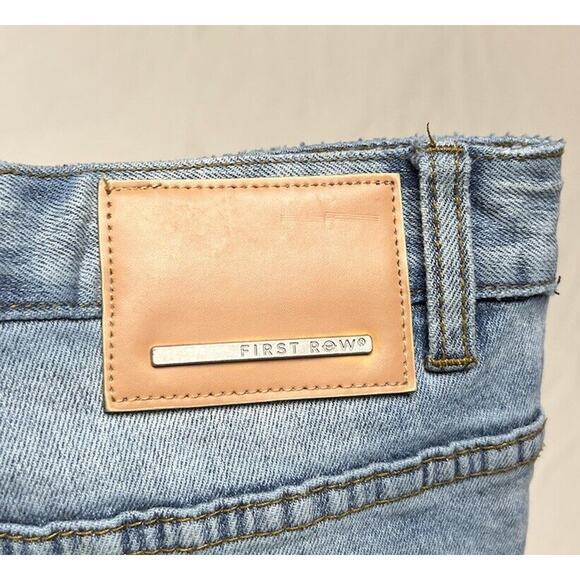 First Row Denim Knee Destroyed Slim Flare Jeans Men’s 32x33 Distressed Repaired - Picture 11 of 14